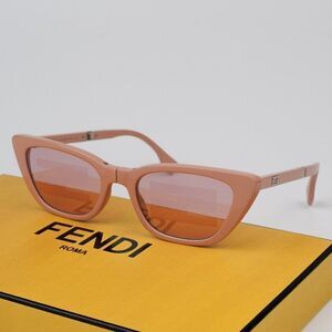 NEW Fendi FE40089I 72U FOLDING Pink Mirror Pattern Women Cat Eye Sunglasses